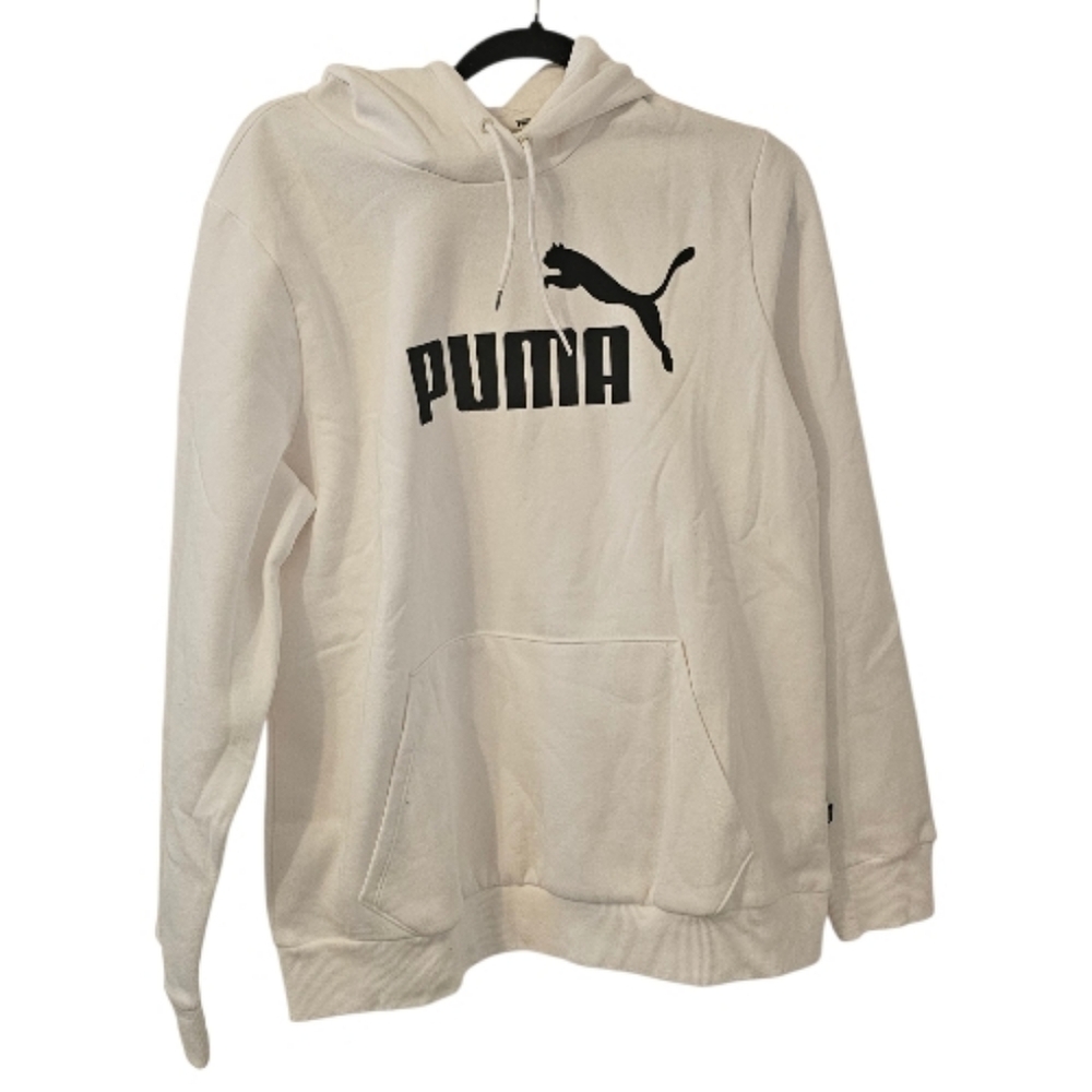White and Black Puma Women's ESS Logo Hoodie